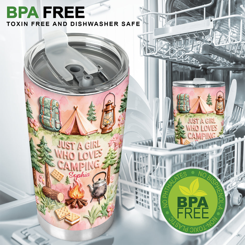 Une fille qui adore le camping - Gobelet isotherme de camping personnalisé