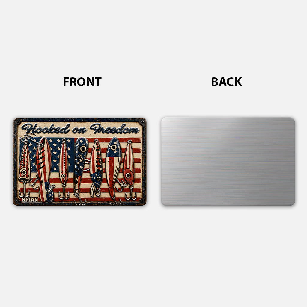 Patriotische Angelrute USA Flagge - Personalisierte 3D-gedruckte Metalltafel