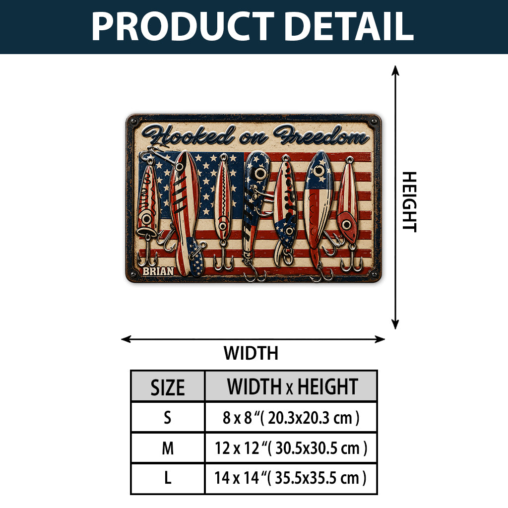 Patriotische Angelrute USA Flagge - Personalisierte 3D-gedruckte Metalltafel