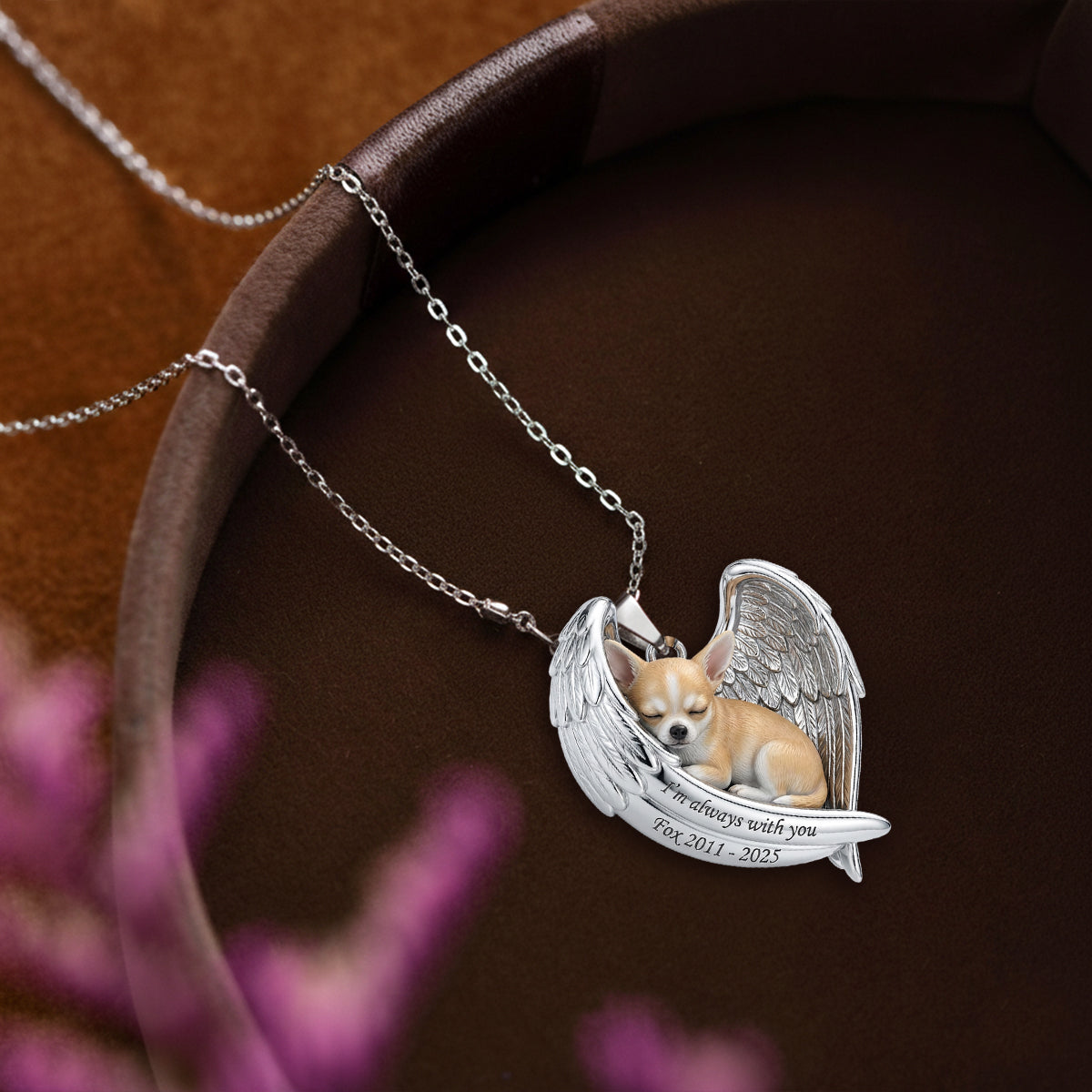 Angel Wings - Personalized Dog Shaped Metal Pendant Necklace