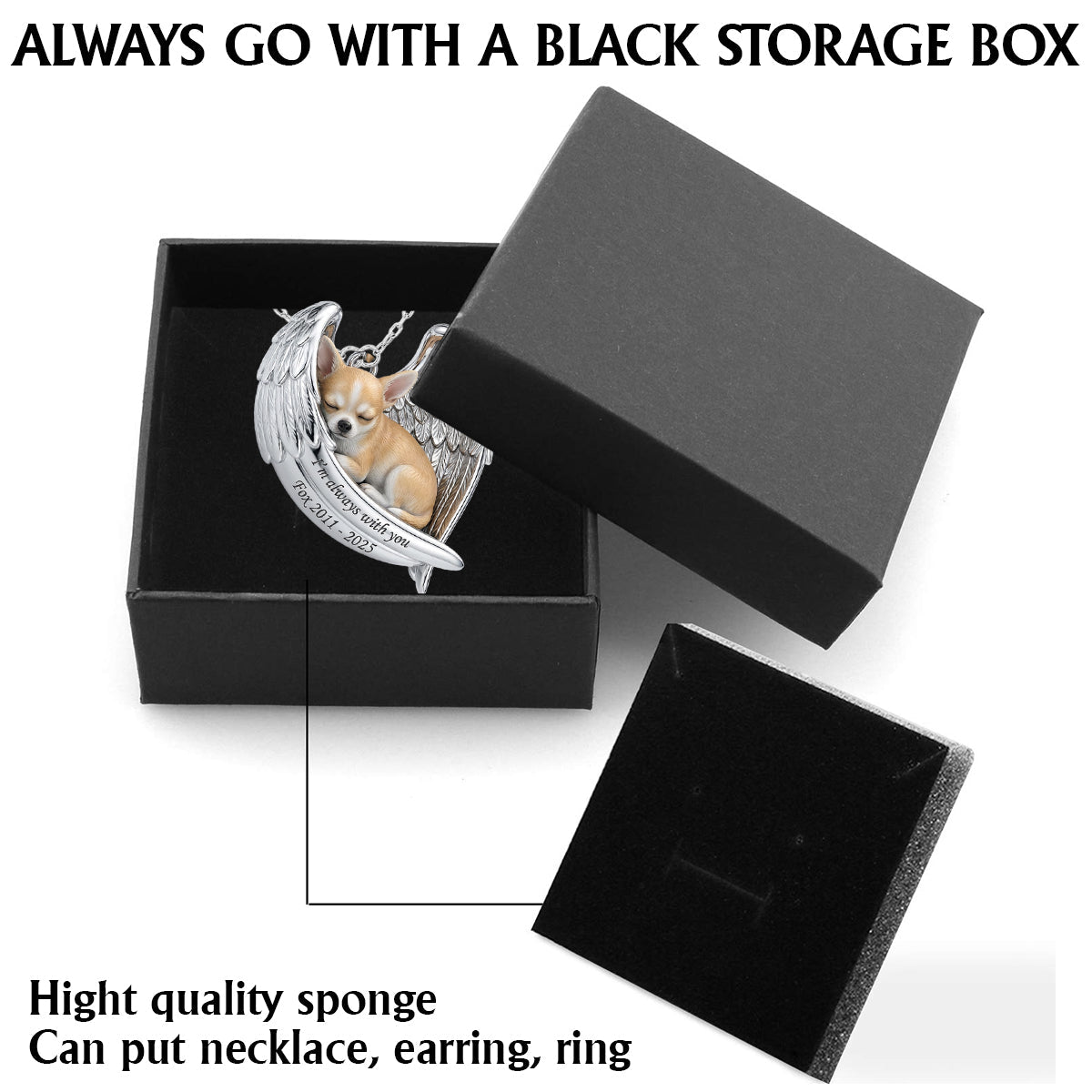 Angel Wings - Personalized Dog Shaped Metal Pendant Necklace