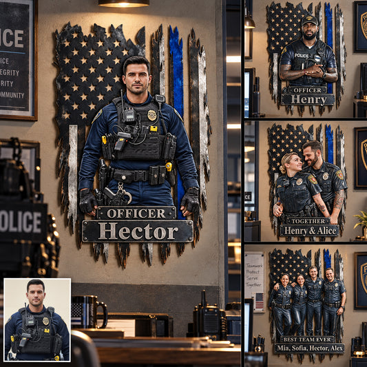 Stolze Polizeibüro Dekoration - Personalisierte Polizeibeamte 3D Gedrucktes Metallzeichen