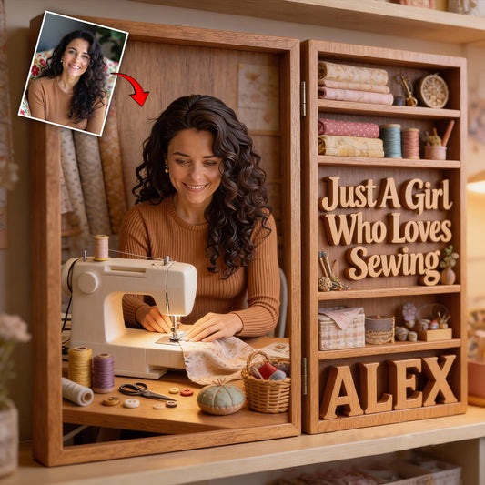 Une fille qui aime coudre - Diptyque acrylique personnalisé sur le thème de la couture