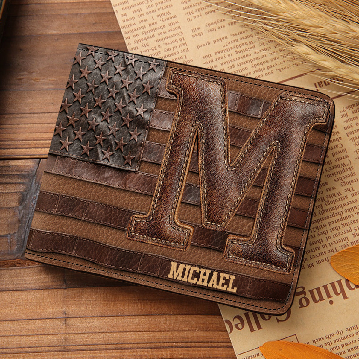 Alphabet Leather - Portefeuille en cuir personnalisé