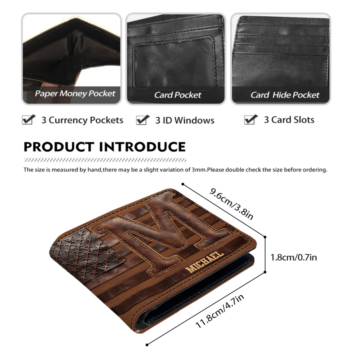 Alphabet Leather - Portefeuille en cuir personnalisé