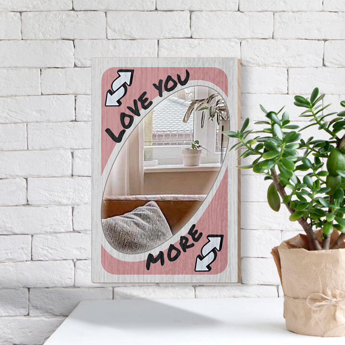 Love You More Reverse Card - Personalized Couple Wall Hanging Mirror