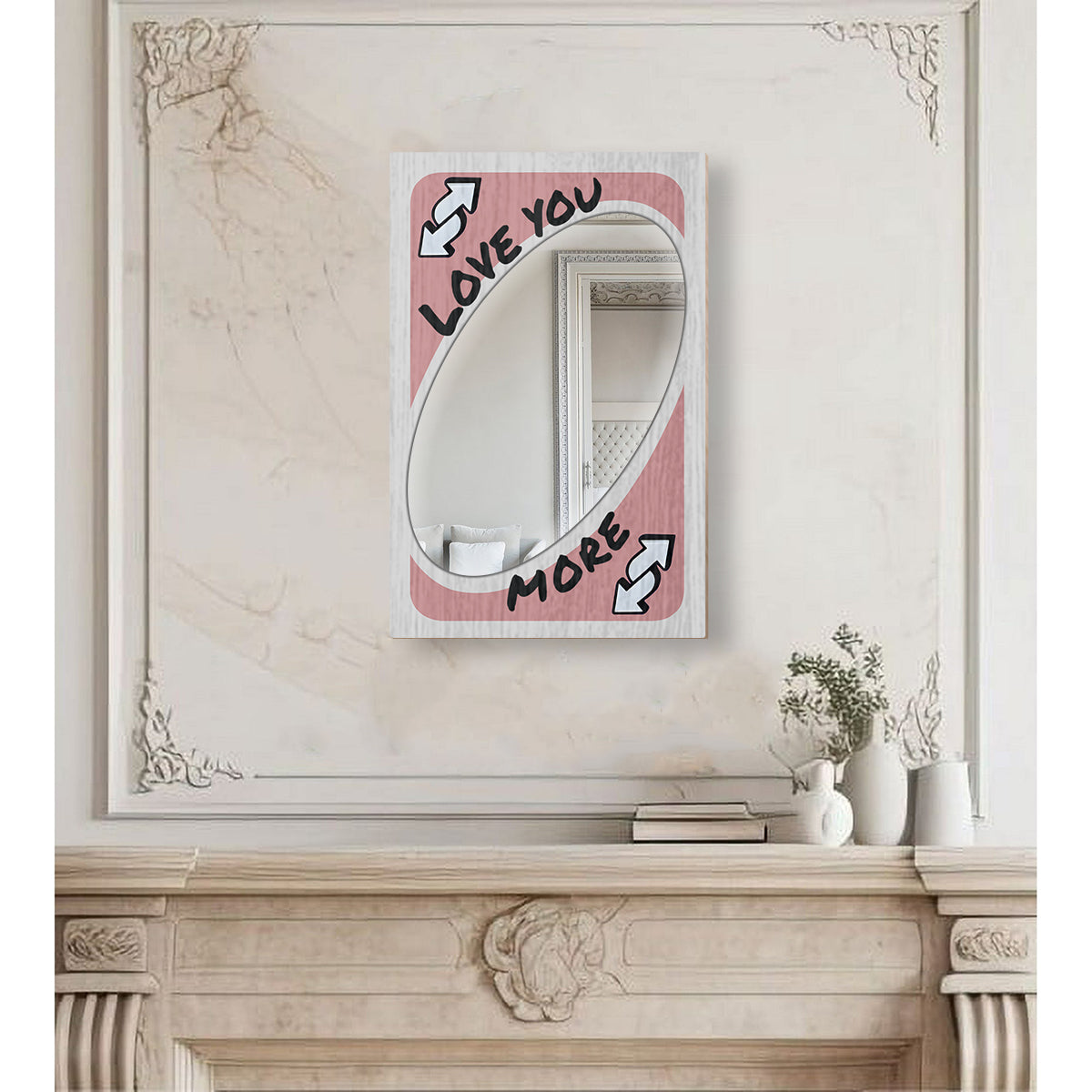 Love You More Reverse Card - Personalized Couple Wall Hanging Mirror
