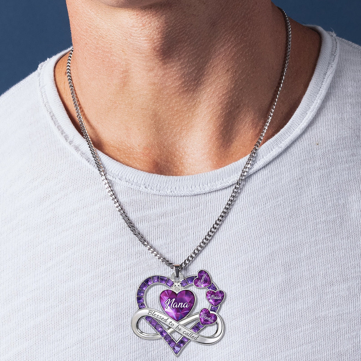 Blessed To Be Called Nana, Mama, Mom,... - Personalized Grandma Shaped Metal Pendant Necklace