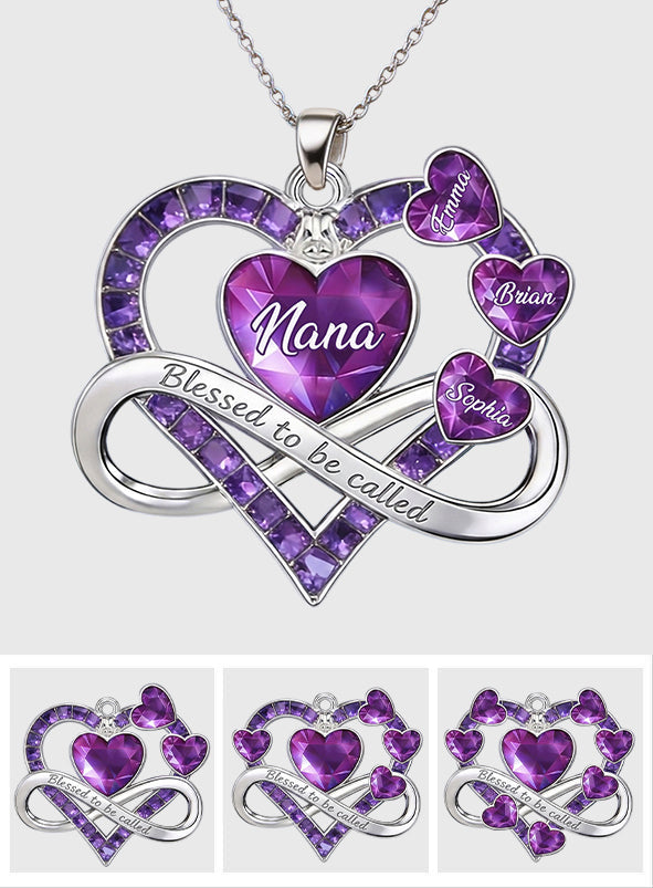 Blessed To Be Called Nana, Mama, Mom,... - Personalized Grandma Shaped Metal Pendant Necklace