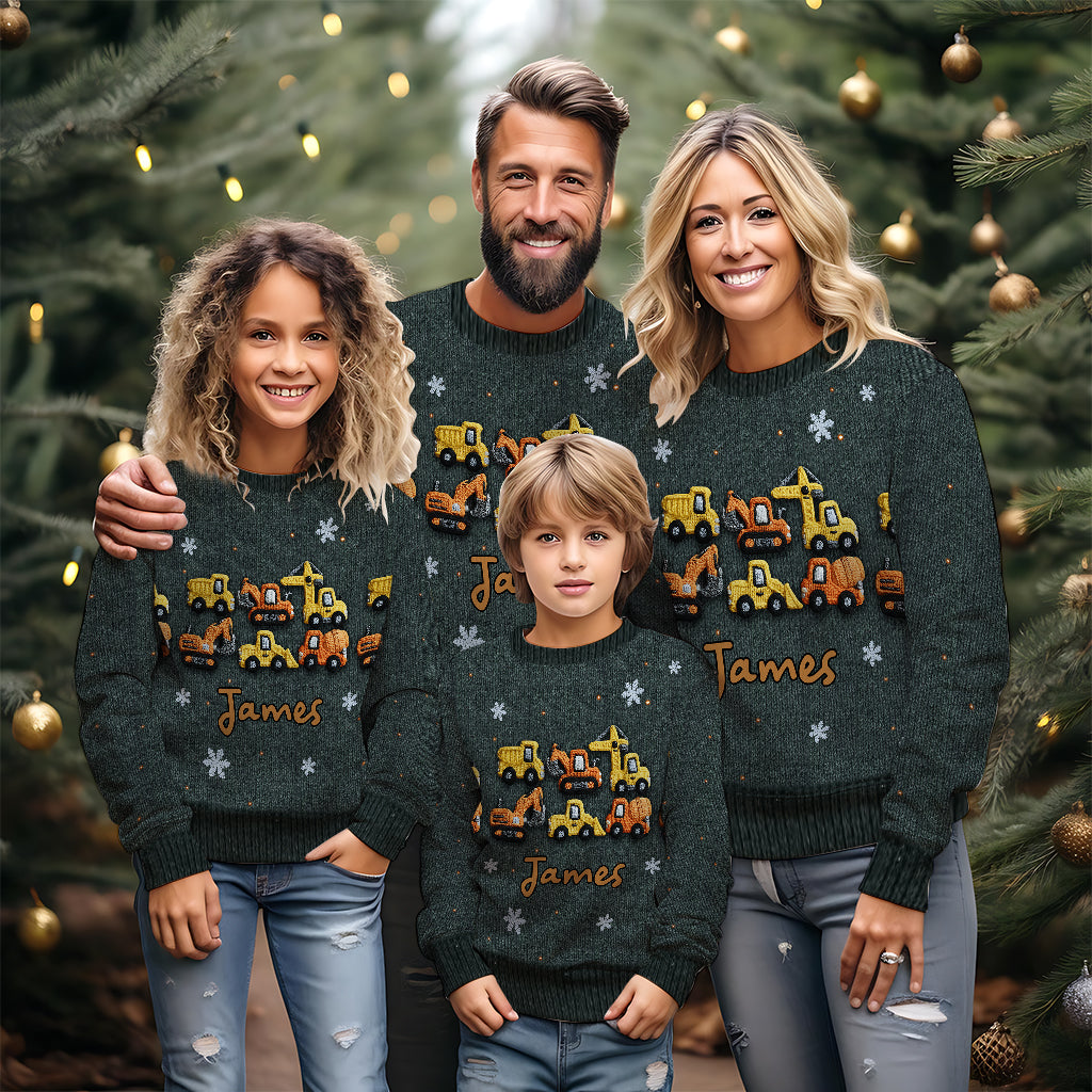 Machines de construction - Pull moche personnalisé pour enfant