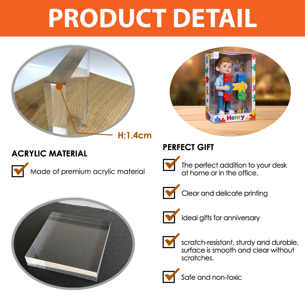 Autism Alphabet Letter - Personalized Autism Awareness Custom Shaped Acrylic Plaque