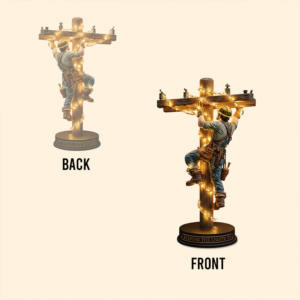 Keeping The Lights On - Personalized Lineman Custom Shaped Acrylic Plaque