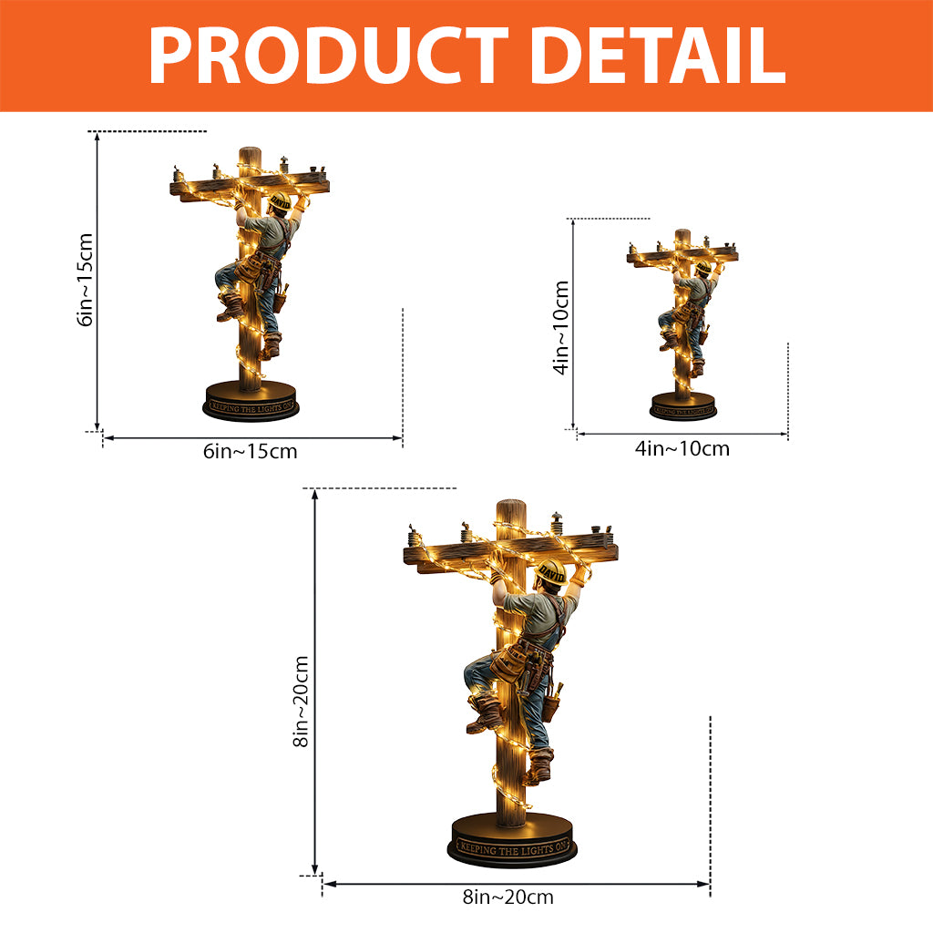 Keeping The Lights On - Personalized Lineman Custom Shaped Acrylic Plaque