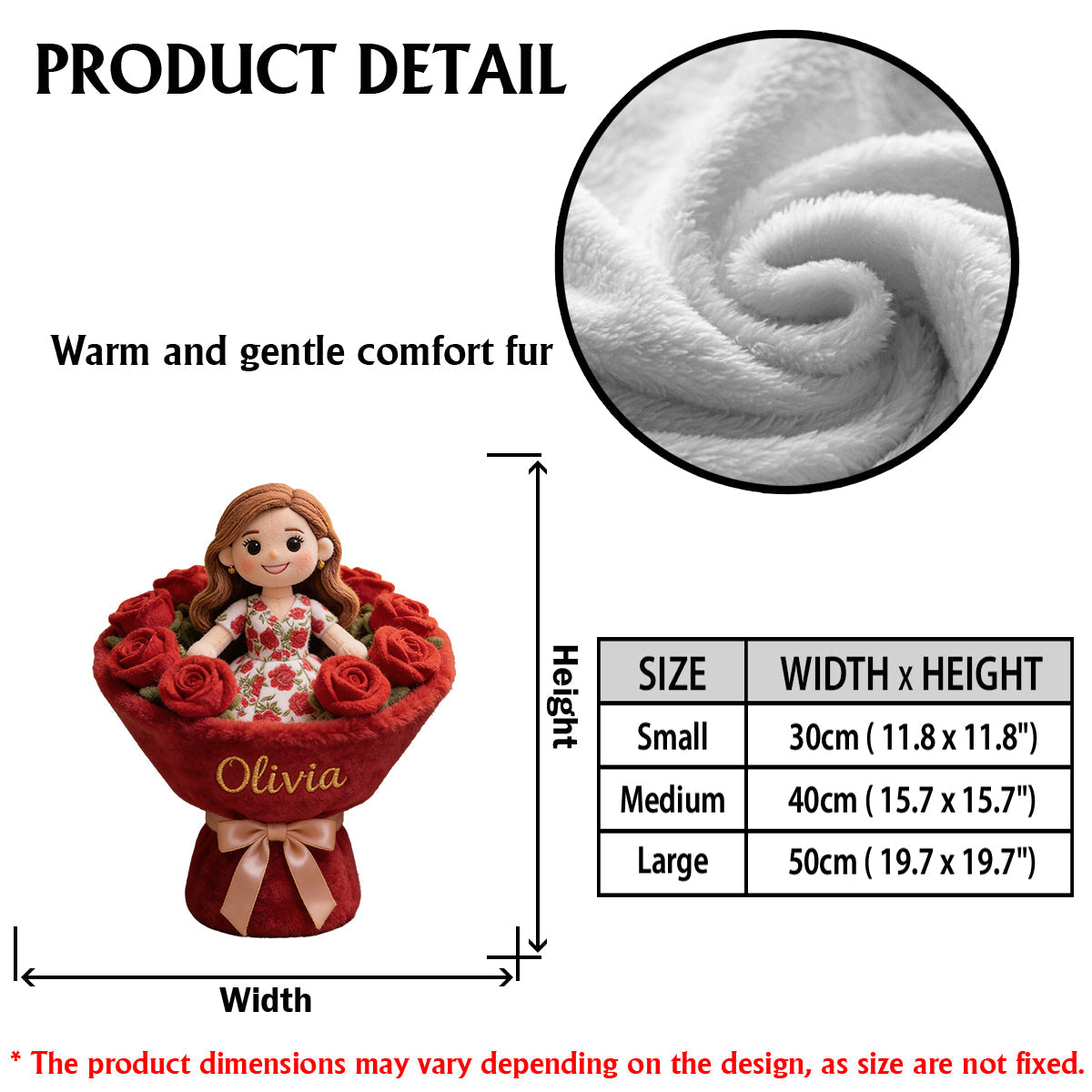 Fleur de naissance - Coussin en fausse fourrure premium personnalisé avec la fleur du mois de naissance