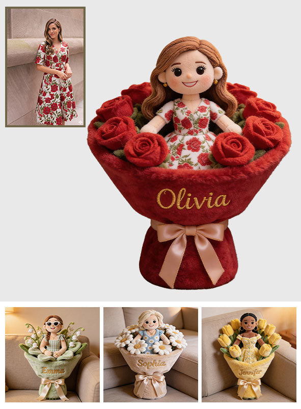 Fleur de naissance - Coussin en fausse fourrure premium personnalisé avec la fleur du mois de naissance