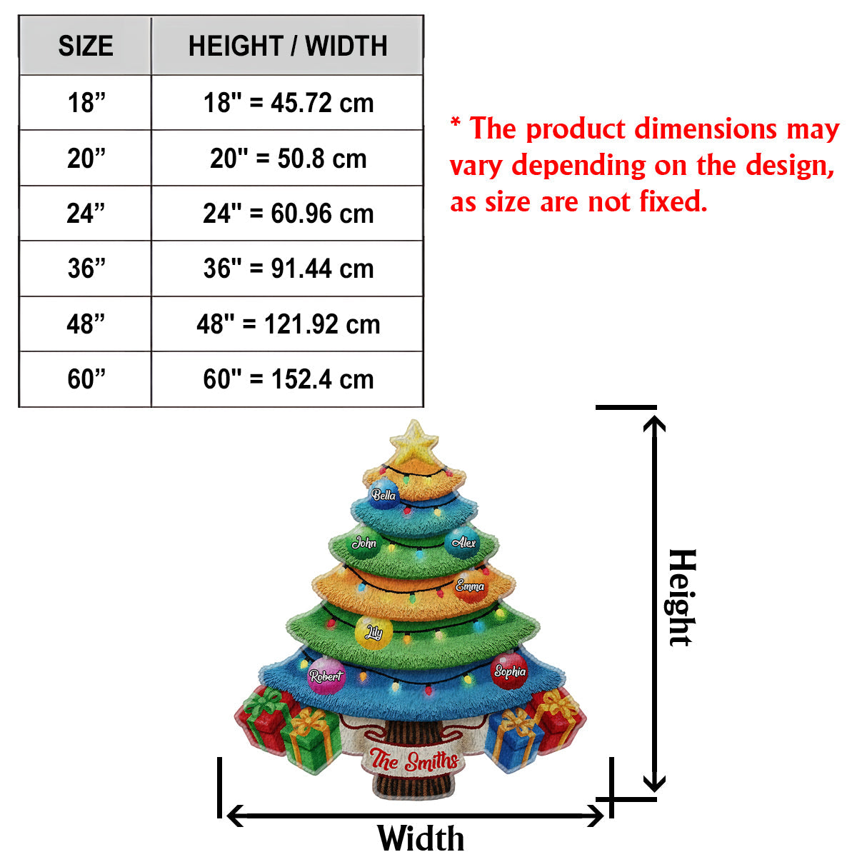 Sapin de Noël familial - Tapis de Noël antidérapant personnalisé pour la famille