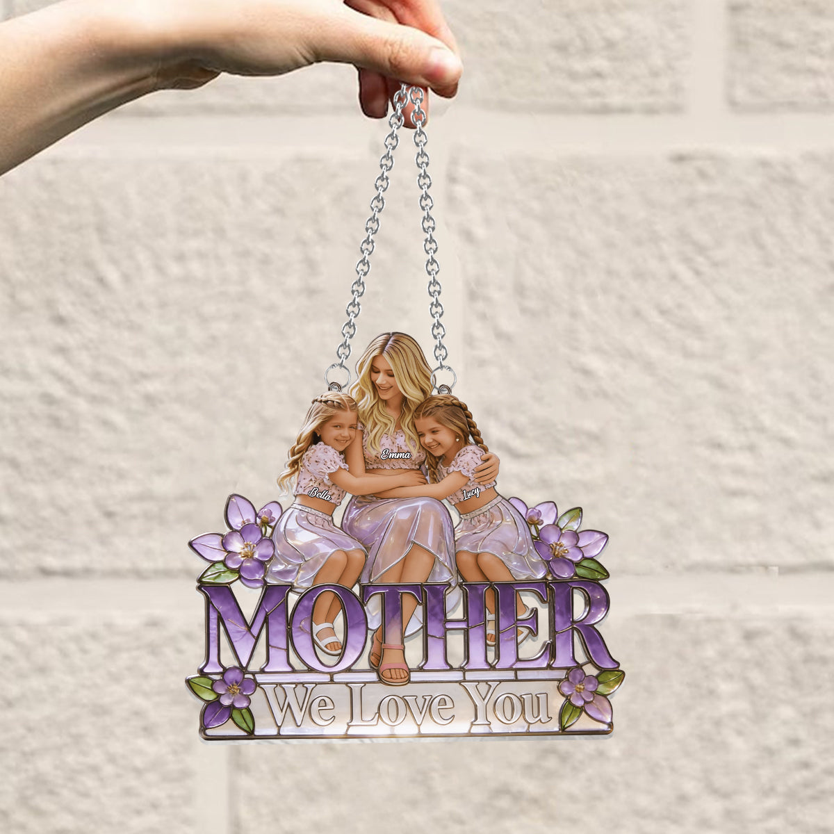 Nous t'aimons - Attrape-soleil personnalisé à suspendre à la fenêtre pour maman 