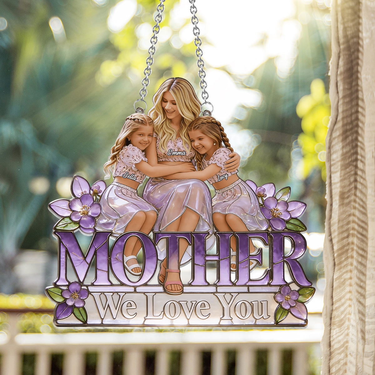 Nous t'aimons - Attrape-soleil personnalisé à suspendre à la fenêtre pour maman 