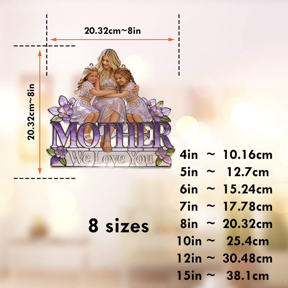 Nous t'aimons - Attrape-soleil personnalisé à suspendre à la fenêtre pour maman 