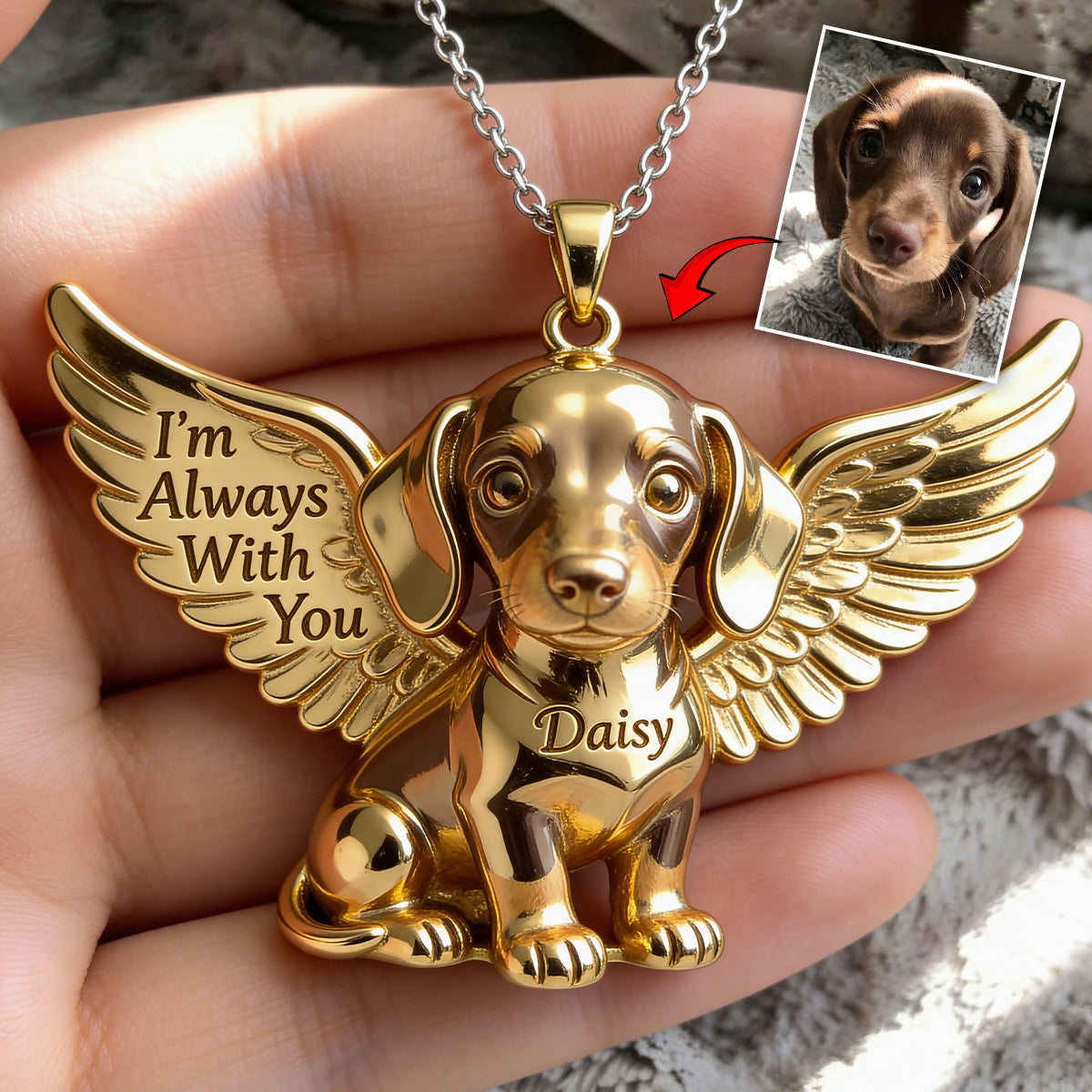 Custom Any Pet Photo - Personalized Dog Shaped Acrylic Pendant Necklace