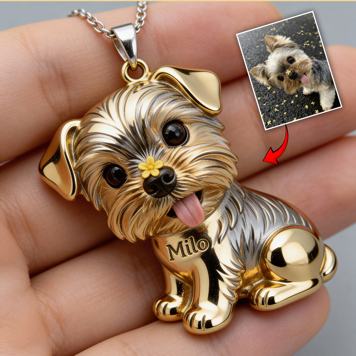 Custom Any Pet Photo - Personalized Dog Shaped Acrylic Pendant Necklace