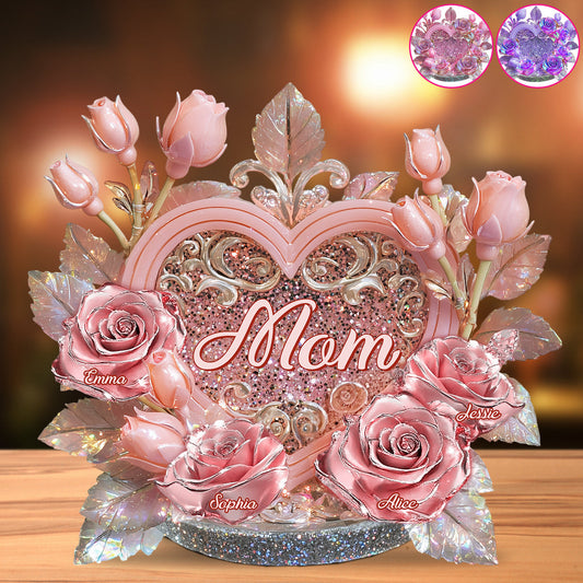 Mom's Grandma's Flowers - Personalized Mother Custom Shaped Acrylic Plaque