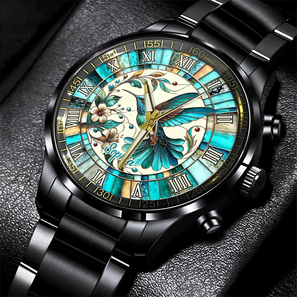 Colibri bleu - Montre-bracelet personnalisée Colibri