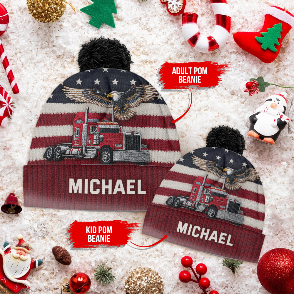 Proud Trucker - Personalized Trucker Beanie Hat