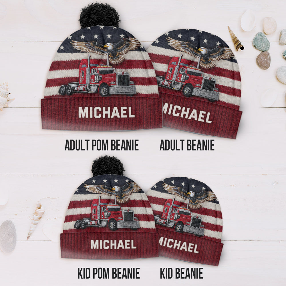Proud Trucker - Personalized Trucker Beanie Hat