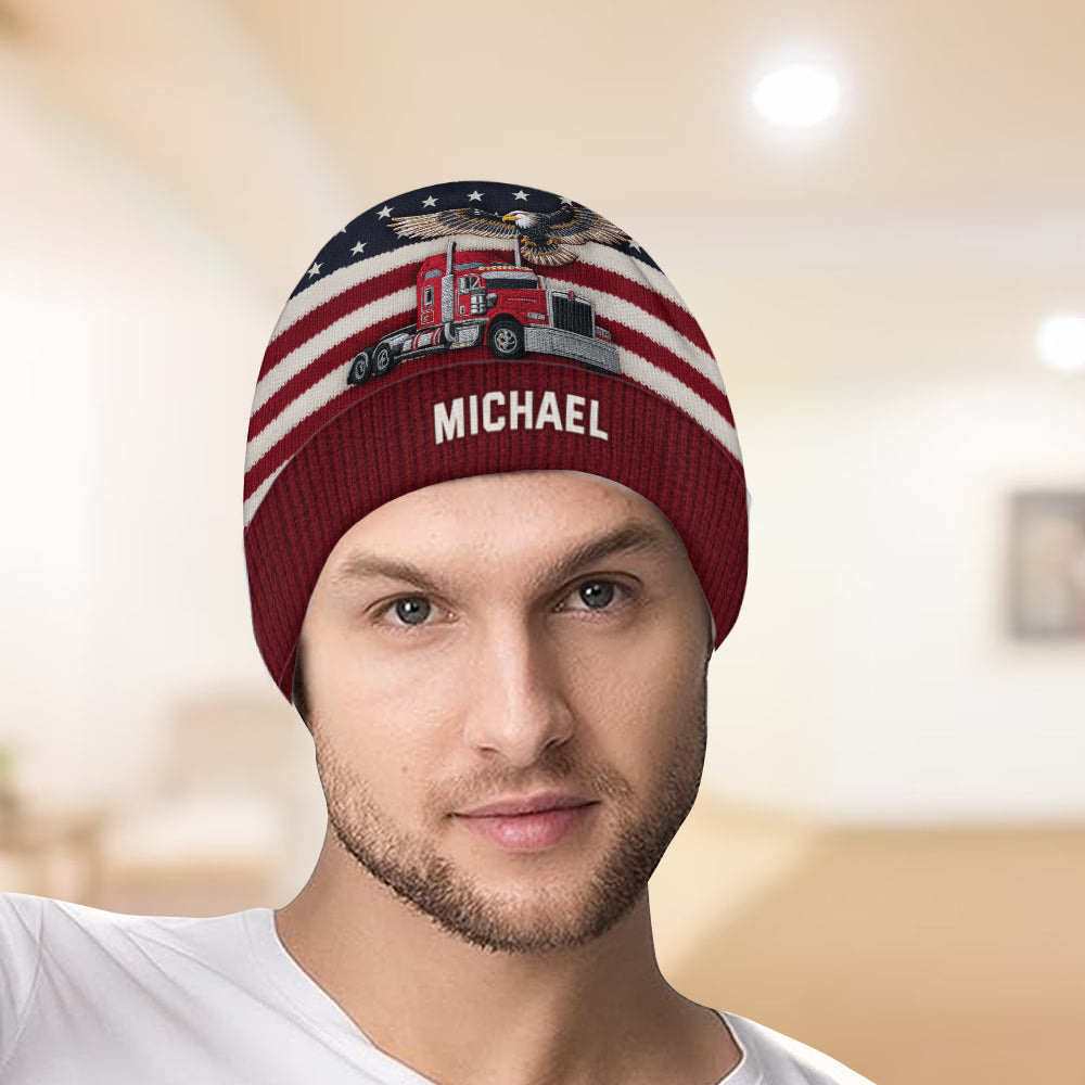 Proud Trucker - Personalized Trucker Beanie Hat
