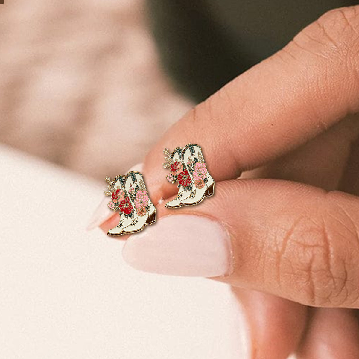 Cowgirl Chic Floral - Personalized Cowgirl Stud Earrings