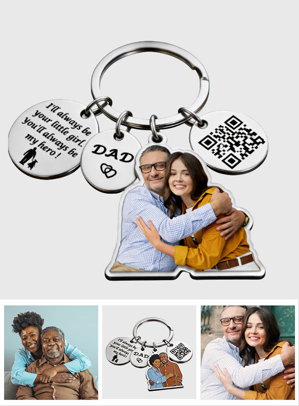 Father Gift Idea - Personalized Father Premium Keychain With Charms