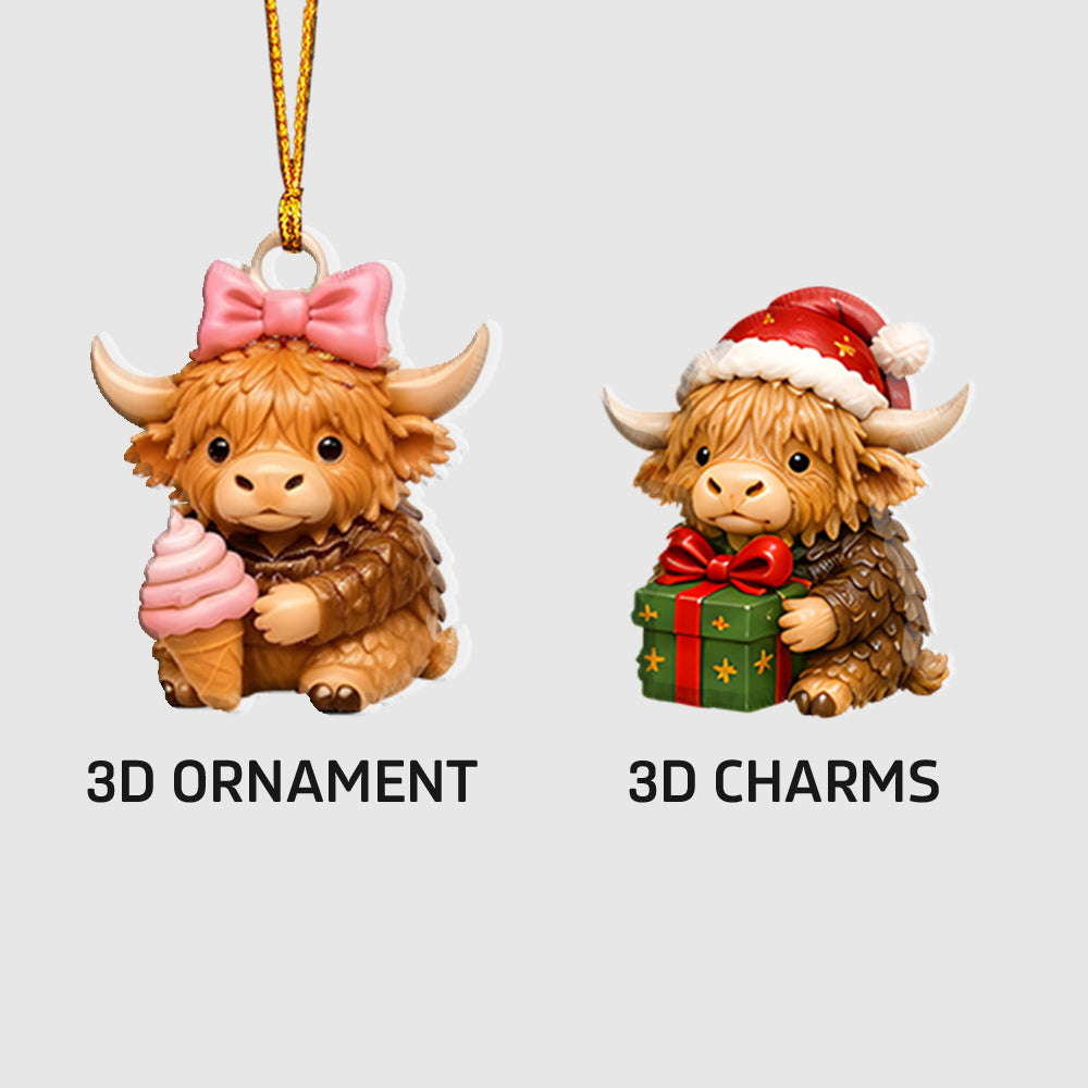 24 Days of Moo-gical Christmas - Personalized Highland Cow Advent Calendar With 3D Collectibles
