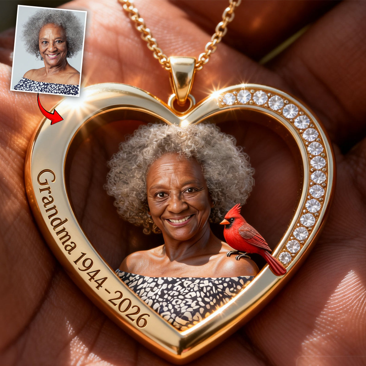 Always In My Heart - Personalized Memorial Shaped Metal Pendant Necklace