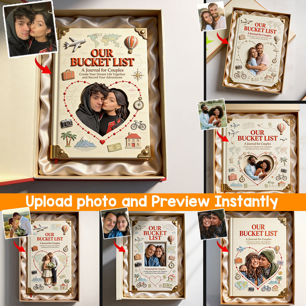 Our Bucket List, Couple Bucket List - Personalized Couple Leather Journal