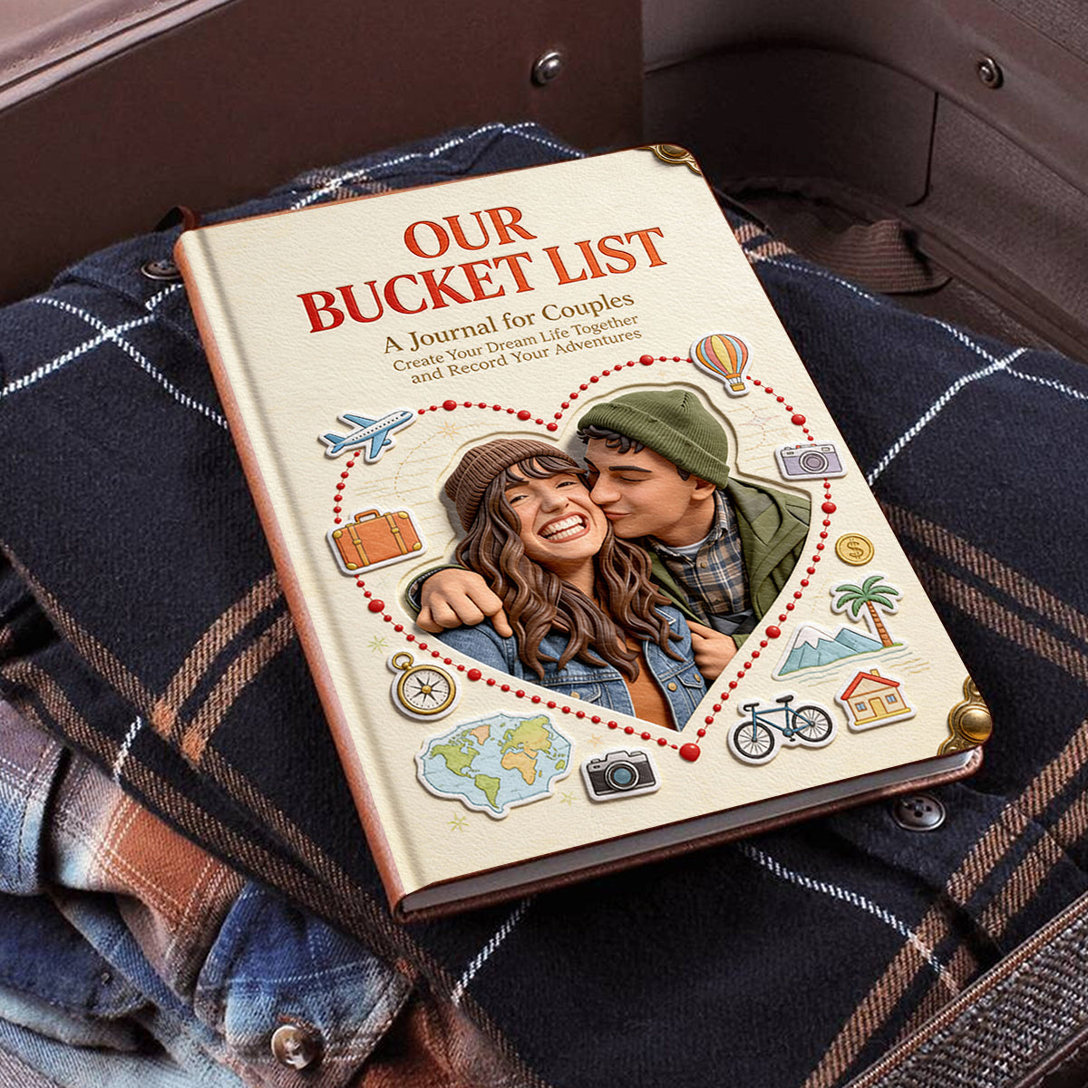 Our Bucket List, Couple Bucket List - Personalized Couple Leather Journal