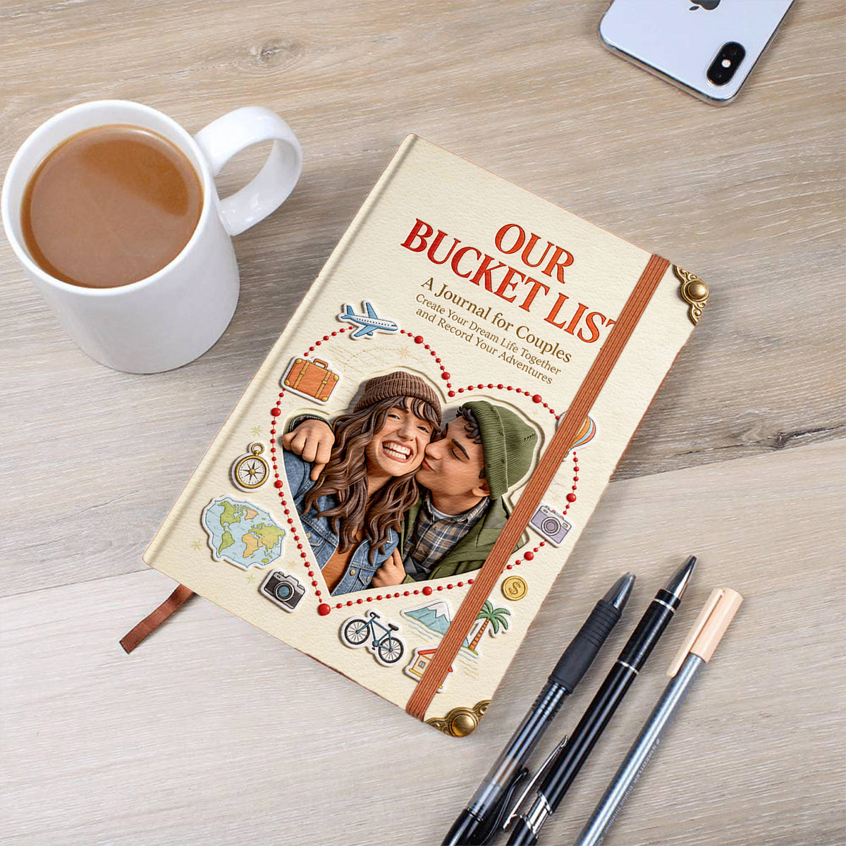 Our Bucket List, Couple Bucket List - Personalized Couple Leather Journal