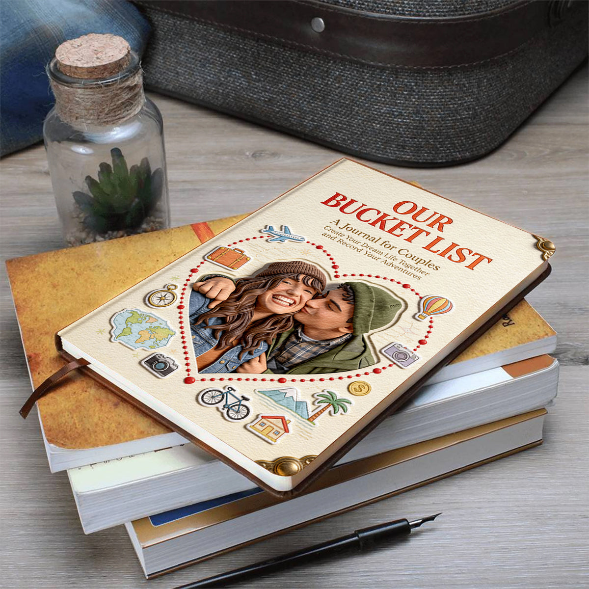 Our Bucket List, Couple Bucket List - Personalized Couple Leather Journal