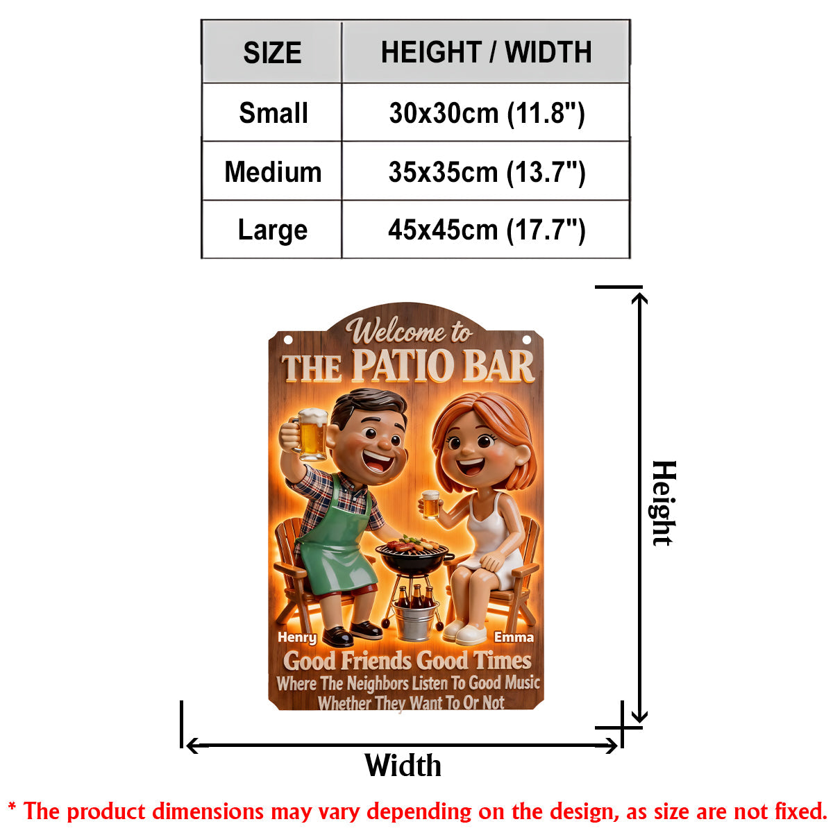 Couple faisant un barbecue sur la terrasse - Panneau lumineux LED personnalisé en acrylique pour couple