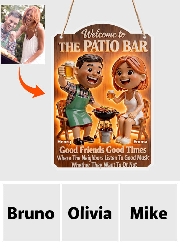 Couple faisant un barbecue sur la terrasse - Panneau lumineux LED personnalisé en acrylique pour couple