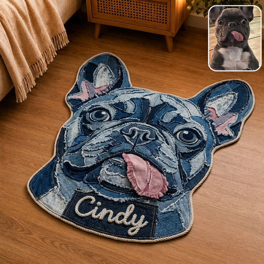 Tapis pour animaux en denim - Tapis tufté antidérapant personnalisé