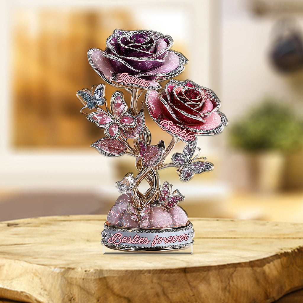 Friends Are Flowers In The Garden Of Life - Besties Forever - Personalized Bestie Custom Shaped Acrylic Plaque