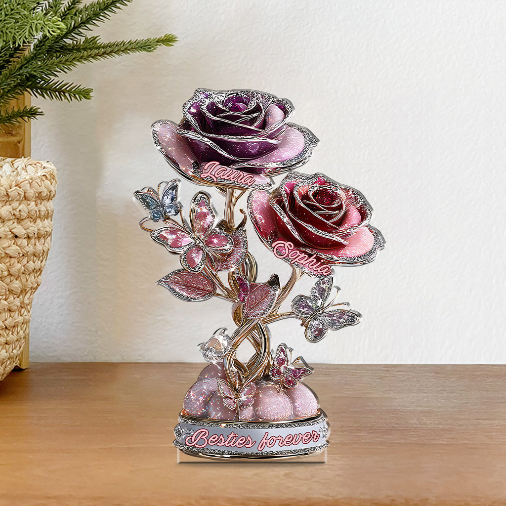 Friends Are Flowers In The Garden Of Life - Besties Forever - Personalized Bestie Custom Shaped Acrylic Plaque