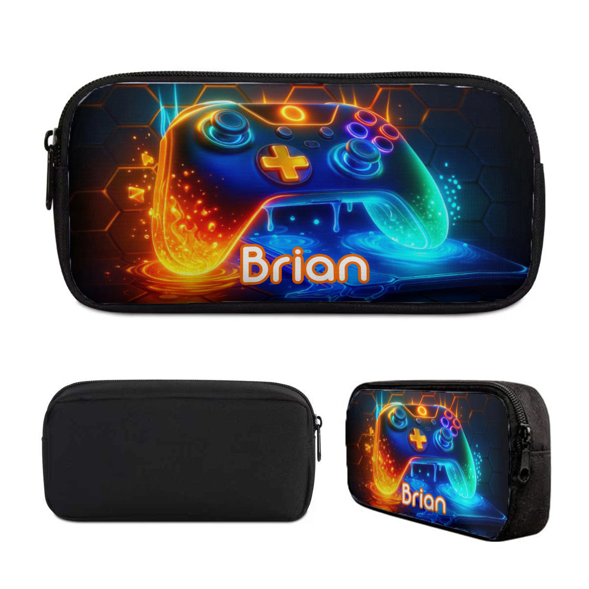 Gaming Handle - Boys' Large Capacity School Bag Set of Three - Personalized Kid Backpack Lunch Bag Pencil Case Set