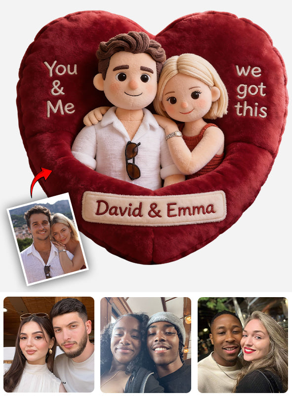 You & Me We Got This - Personalized Couple Faux Fur Shaped Pillow