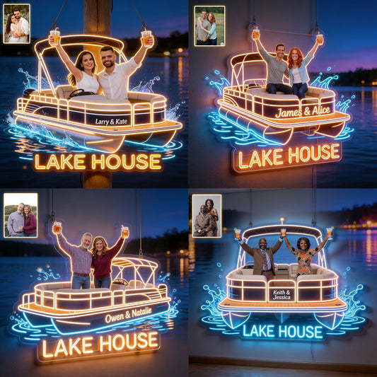 Unser Seehaus - Personalisierte Pontoon Neon LED Lichtsign