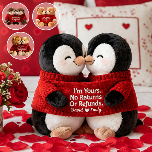 I'm Yours. No Returns Or Refunds - Personalized Couple Faux Fur Shaped Pillow