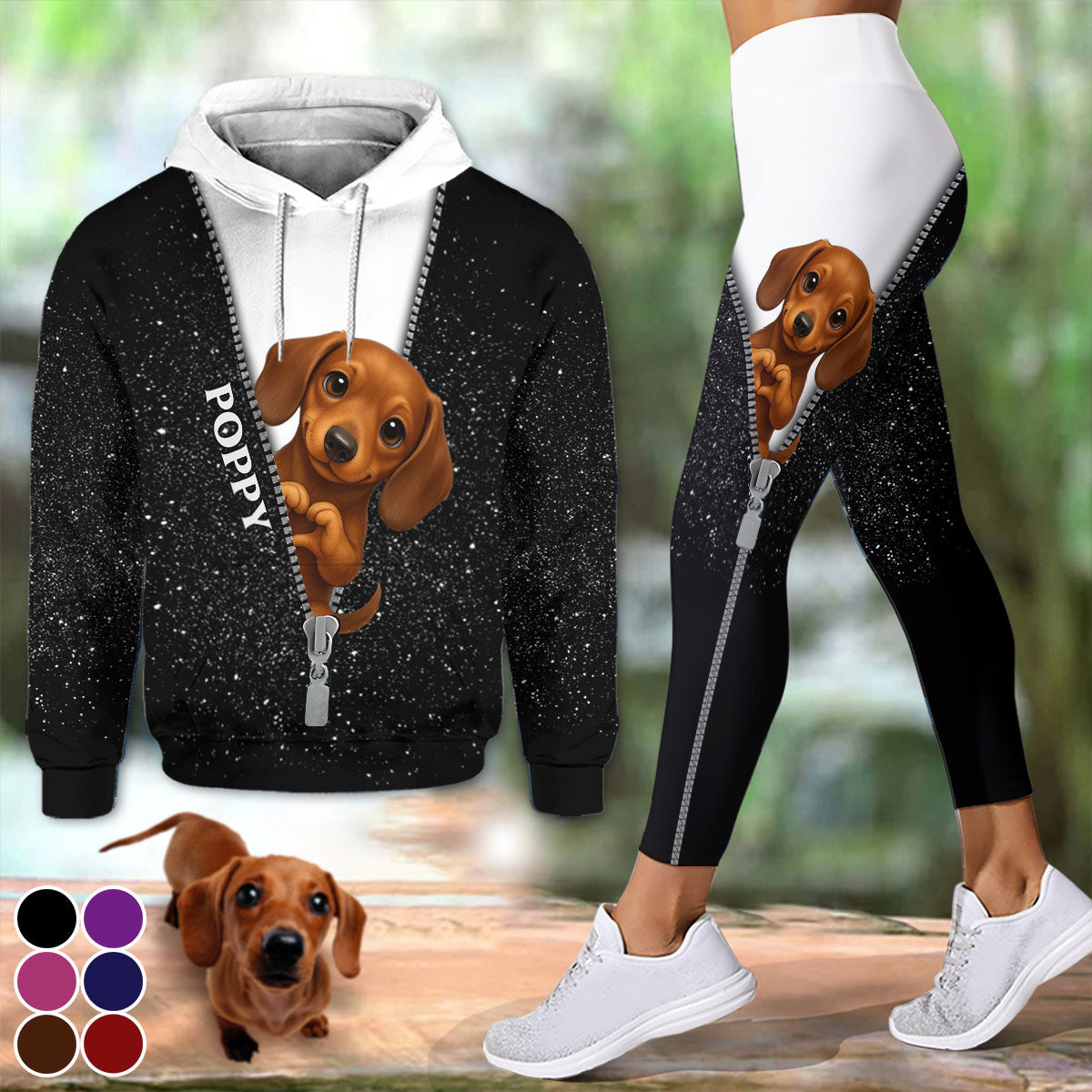 Cute Pet Peeking - Personalized Pet Hoodie and Leggings