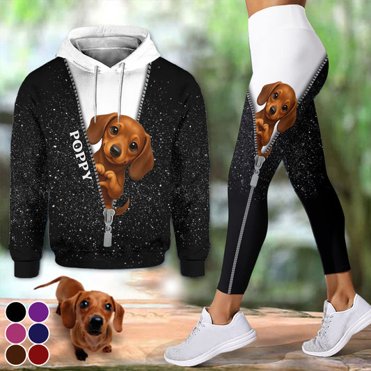 Cute Pet Peeking - Personalized Pet Hoodie and Leggings