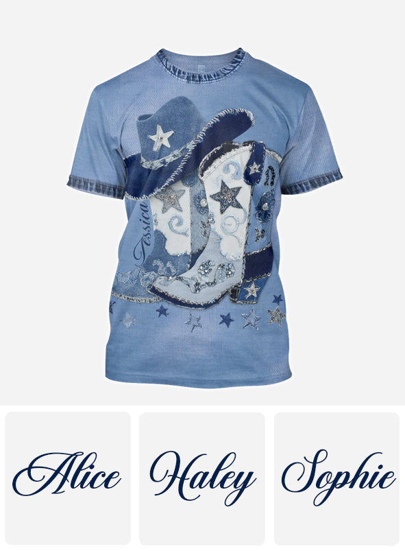 Cowgirl-Stiefel - Personalisiertes Cowgirl-Shirt